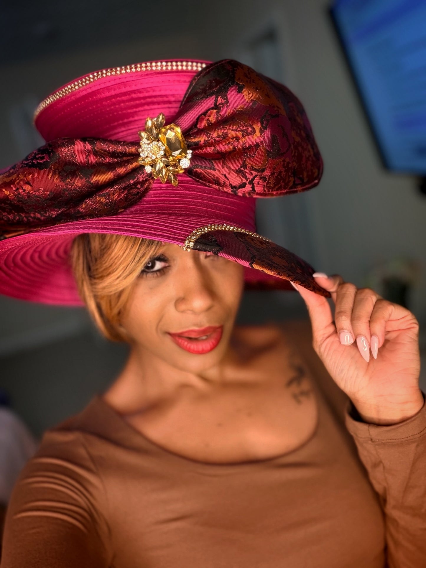 Fuchsia Floral Hat (flash sale)